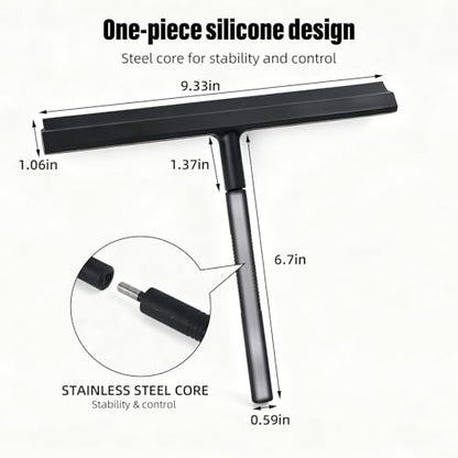 Shower Squeegee for Glass Doors with Detachable Handle, Silicone Window Squeegee for Shower Glass, Streak-Free Bathroom Cleaner for Mirrors, Windows & Tile
