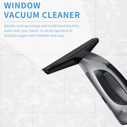 Hancaner Window Vacuum Squeegee, Window Cleaner Tool, Handheld Electric Glass Cleaner 2000Pa Powerful Suction with 11 in Squeegee Blade for Shower Doors Car Windshield (Black) - color: Black