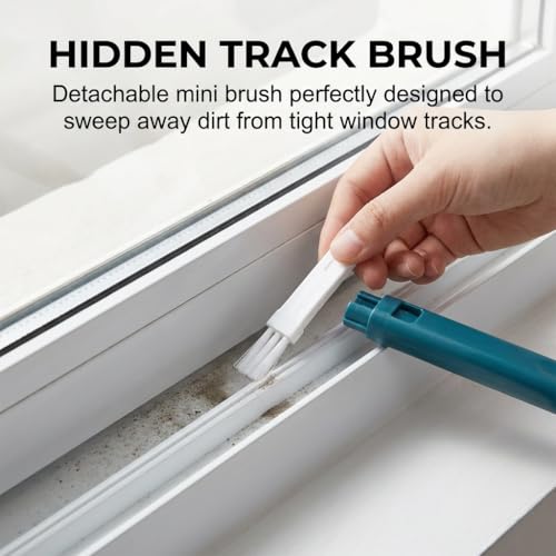 Window Screen Cleaning Brush,2 in 1 Window Screen Cleaner Tool with Squeegee,Mesh Screen Cleaner,Multi-Purpose Cleaning Brush for Patio, Door, Porch Screens (Blue) - color: Blue