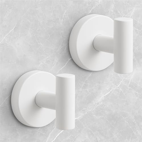 Shower Hooks for Inside Shower,No-Drill Removable&Reusable Towel Hooks for Bathroom,Heavy Duty Suction Cup Hooks for Glass Window,2 Packs(White) - color: White, size: 2 Pack