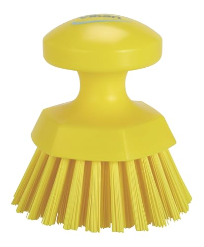 Vikan 38856 Brush,Scrub,Round,Stiff,5",PP/PBT,Yellow - color: Yellow