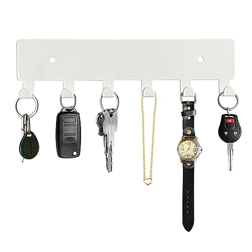 GTK Key Holder for Wall, Key Hooks with 6 Hooks, Wall Mounted Key Holder for Hallway, Self Adhesive Key Rack(White) - color: White, size: 6 Hooks