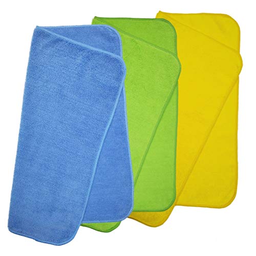 POLYTE Premium Microfiber Cleaning Towel,16x16 in 36 Pack (Blue,Green,Yellow) - color: Blue,green,yellow