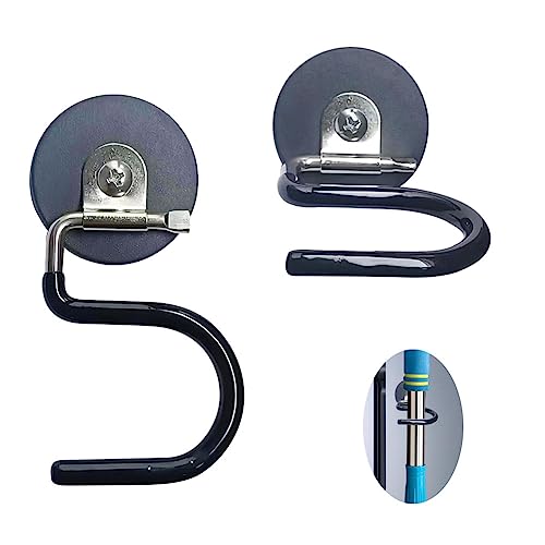 2PCS Magnetic Broom Hooks, Space-Saving Mop Rake Rack, Stainless Steel Heavy Duty Mop Handle