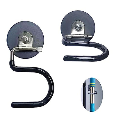 2PCS Magnetic Broom Hooks, Space-Saving Mop Rake Rack, Stainless Steel Heavy Duty Mop Handle