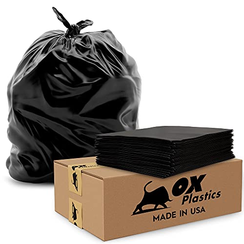55 Gallon Trash Bags Heavy Duty – Large Black Contractor Bags 36x52" – Industrial, Yard Waste, Lawn & Leaf, Construction Garbage Can Liners – Made in USA (3 Mil, 25 Count) - size: 1 Count (Pack of 25)