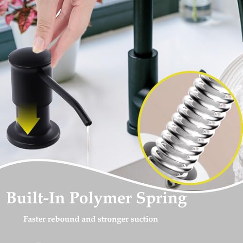 Sink Soap Dispenser Pump Black Built in Kitchen Counter Dish Soap Dispenser with 41" Extension Tube/17 Oz Bottle for Bathroom Under Sink Hand Soap Lotion Pump - color: Black