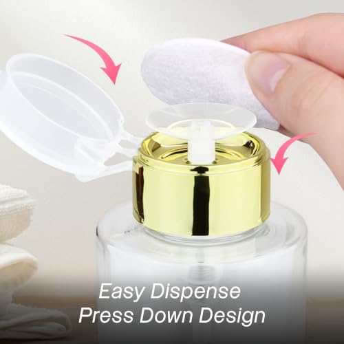 10oz PANA Gold Push-Down Dispenser Bottle - 1 Bottle - Empty Refillable Pump Bottle for Nail Polish Remover Liquid Lotion Cream - color: Gold, size: 10 Ounce - 1 Bottle