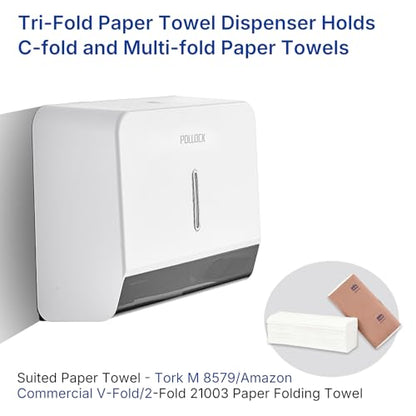 Commercial Paper Towel Dispenser Wall Mounted, Trifold/C-Fold/Multifold Hand Towel Holder, Hand Towel Dispenser for Bathroom Tissue Dispenser, Large Capacity 200 Sheets (White-5853) - color: White-5853