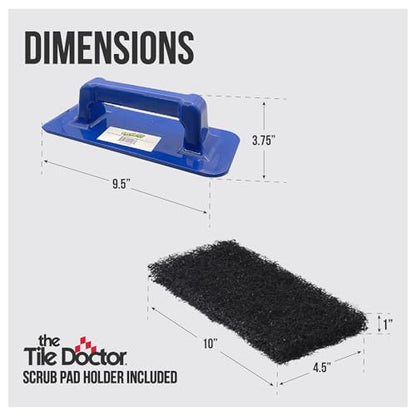 Scrub Doctor 6-Pack of 10 x 4.5 x 1 in. Large Black Scrub Pads and Scrub Pad Holder Scrub-HLD-L-BLK-6, Maximum Abrasion Scrubbing Pads for Cast Iron Pots, BBQ Grills, Oven Cleaning, and Paint Removal