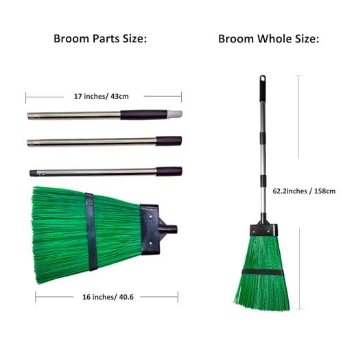 Courtyard Broom-Heavy Duty Broom Long Handle Outdoor Commercial Angle Broom for Courtyard Ourdoor Travel Camping