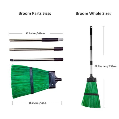 Courtyard Broom-Heavy Duty Broom Long Handle Outdoor Commercial Angle Broom for Courtyard Ourdoor Travel Camping