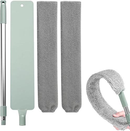 Retractable Gap Dust Cleaner Cleaning Tools with 2 Microfiber Dusting Cloths, Flat Duster Withextension Pole, Used for Cleaning Sofas, Sofa Beds, and Under Furniture (2 Dust Removal Cloth) - color: 2 Dust Removal Cloth