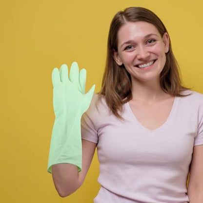 SUPVOX Reusable Latex Kitchen Dishwashing Gloves Non-slip Medium Size Household Cleaning Gloves 3 Pairs Colorful Set for Dish Cleaning and Food Prep