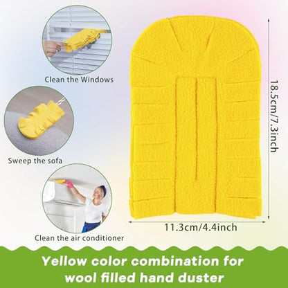 Zubebe 6 Pcs Duster Refill Reusable Fleece Duster Refills Feather Flat Dusters Multi Surface Washable Cleaning Pads Tools for Home, Blinds, Car, Pet, Furniture, Fans (Yellow) - color: Yellow