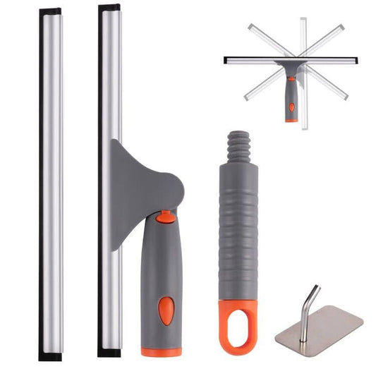 10" Swivel Window Cleaning Squeegee, All-Purpose Anti-Slip Window Squeegee with 2 Blades, Window Cleaner Tool Bathroom Squeegee for Shower Doors, Tile Shower Walls，Mirrors,Car Windshields - color: Orange, size: 10 inch
