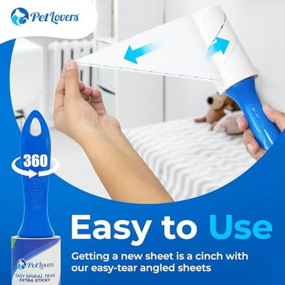 PetLovers Extra Sticky Lint Roller Mega Value Set 450 Sheets for Pet Hair Removal and Clothes, Dog and Cat Lint Remover 5 Pack - size: 5 pack