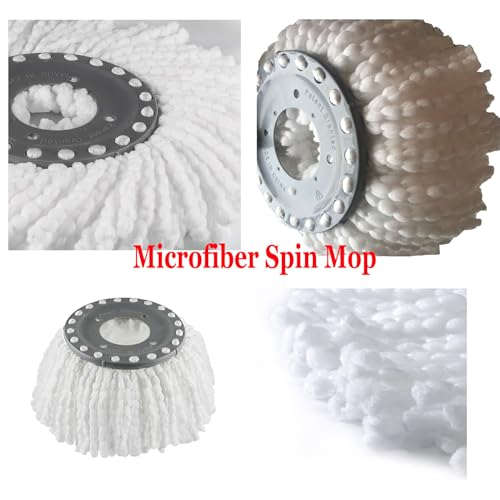 Spin Mop Heads Replacement Refill for Old Hurricane Mr.Clean 360 Spin Magic Rotating Round Mop Microfibre,Universal Spin Mop Heads Clean Mop Head Refill for Standard Mops (4 Pack)