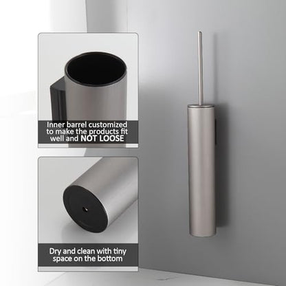 BGL Toilet Brush and Holder Set Brushed Nickel Wall Mounted for Bathroom Round Design - color: Brushed Nickel-wall Mount