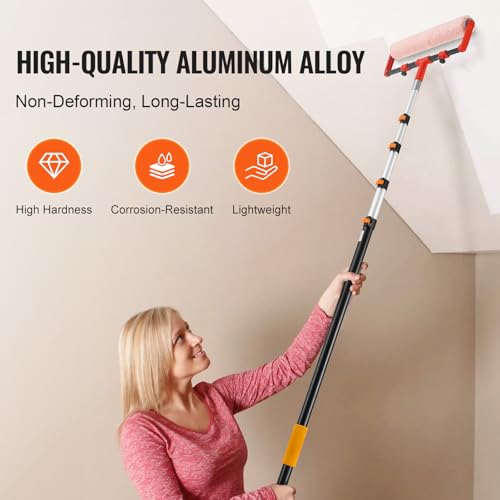 VEVOR Telescopic Extension Pole, 6-24 FT Multi-Purpose Extension Pole, Sturdy Aluminum Alloy Paint Extendable Pole with Flip-Lock Design, Telescopic Pole for Painting, Dusting and Cleaning - style: 6-24 FT