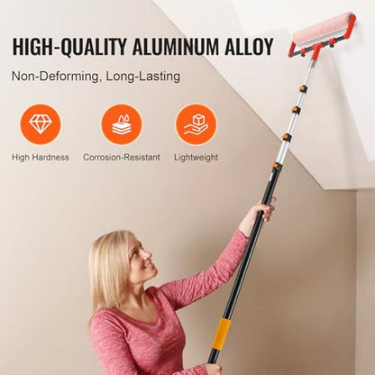 VEVOR Telescopic Extension Pole, 6-24 FT Multi-Purpose Extension Pole, Sturdy Aluminum Alloy Paint Extendable Pole with Flip-Lock Design, Telescopic Pole for Painting, Dusting and Cleaning - style: 6-24 FT
