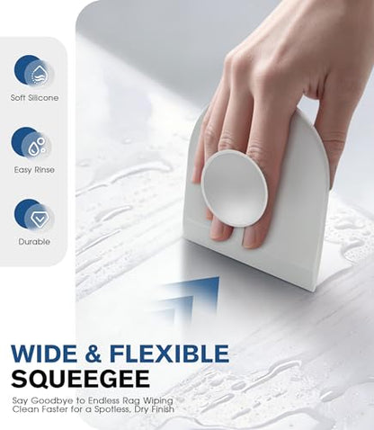 2 Pack Silicone Sink Cleaning Brush with Squeegee, Flexible Non-Scratch Dish Scrubber for Kitchen and Bathroom Sink, Countertop & Dishwashing, Suction Cup Hanging Design (White) - color: White