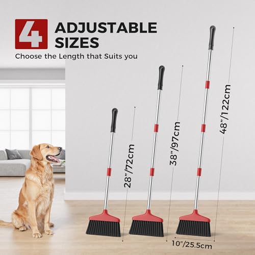 Handy Broom 2Pack, Indoor/Outdoor Brooms, Duty Kitchen Broom, for Home Garage Kitchen Office Courtyard Lobby Patio Lawn Concrete (2, Red) - color: Red