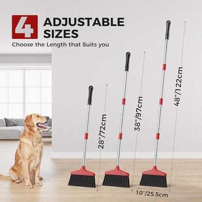 Handy Broom 2Pack, Indoor/Outdoor Brooms, Duty Kitchen Broom, for Home Garage Kitchen Office Courtyard Lobby Patio Lawn Concrete (2, Red) - color: Red
