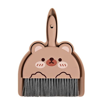 Mini Dustpan and Brush Set, Cartoon Portable Cleaning Broom with Dust Pan, Handheld Dust pan with Cleaning Brush Combo for Desk Keyboard Countertop (Bear) - size: Bear
