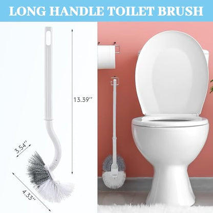 FoldTier 12 Pcs Curved Toilet Bowl Brush Bulk Bathroom Deep Cleaning Toilet Cleaner Scrubber Without Holder Handle Curved Brush Hanging Under Rim Household Cleaning for Bathroom(White) - color: White