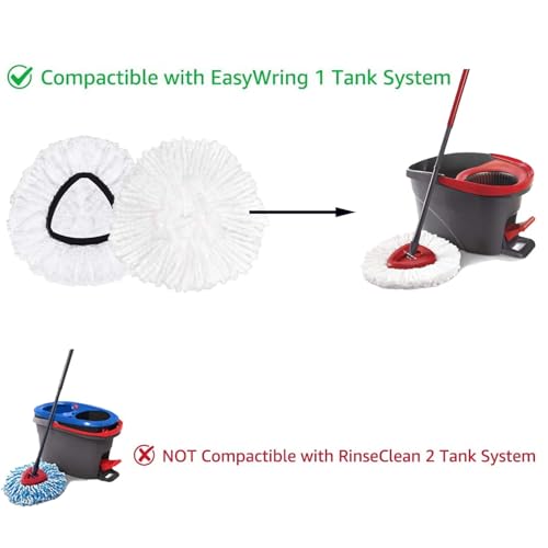 Spin Mop Replacement Head Mop Refill Compatible with Oceda Triangle Swivel Mops Microfiber Swivel Mop Refill,Deep Clean,Machine Washable and Easy to Replace - color: White, size: 6 Count (Pack of 1)