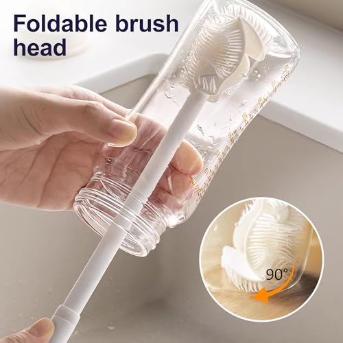 2026 Upgraded Silicone Bottle Brush, 360° Flexible Soft Bristle Long Handle Cleaner for Sports Bottles, Tumblers, Flasks and Glass Containers (1pcs) - color: 1pcs