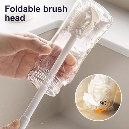 2026 Upgraded Silicone Bottle Brush, 360° Flexible Soft Bristle Long Handle Cleaner for Sports Bottles, Tumblers, Flasks and Glass Containers (2pcs) - color: 2pcs