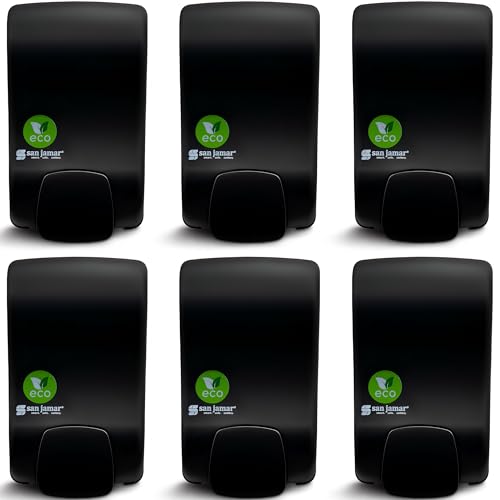 San Jamar Ecologic Rely Recycled Plastic Manual Foam Soap Dispenser, Sanitizer Dispenser, Wall Mounted Dispenser with Zero Waste for Home and Business, 900 Ml, Black, (Pack of 6) - size: 6