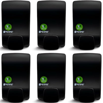 San Jamar Ecologic Rely Recycled Plastic Manual Foam Soap Dispenser, Sanitizer Dispenser, Wall Mounted Dispenser with Zero Waste for Home and Business, 900 Ml, Black, (Pack of 6) - size: 6