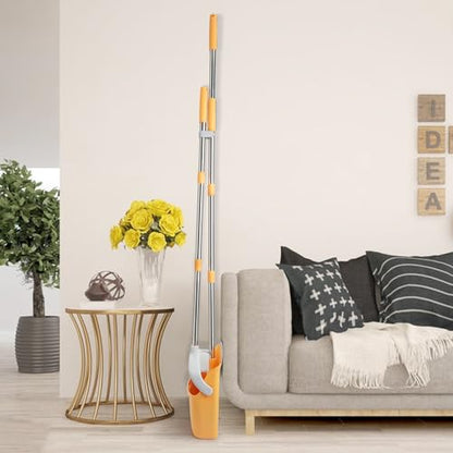 Broom and Dustpan Set, Dustpans with Broom Combo for Home, Heavy Dust Dustpan and Broom Combo, Long Handle Dust Pan and Broom Set for Kitchen, Office, Pet Hair(Gray Yellow) - color: Gray Yellow 1-pack