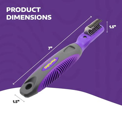 Hertzko Cat and Dog Dematting Tools Single Sided Dog and Cat Dematting Comb - for All Pets - Effortlessly Removes Tangles, Mats, and Loose Fur - Safe, Easy Grooming for Cats and Dog - Large - size: 10 Teeth