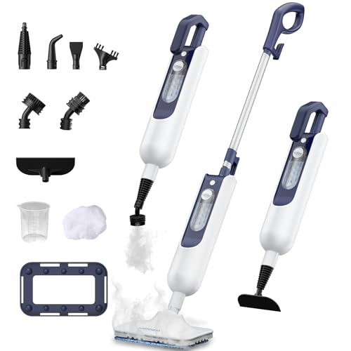 GOATCLEAN® 11-in-1 Steam Mop, 212°F Powerful Handheld Steam Cleaner for Home, Multi-Purpose Floor Steamer for Hardwood Floors, Tile, Carpet & Wall, Chemical-Free Cleaning with 22.9FT Cord - color: Navy Blue + White