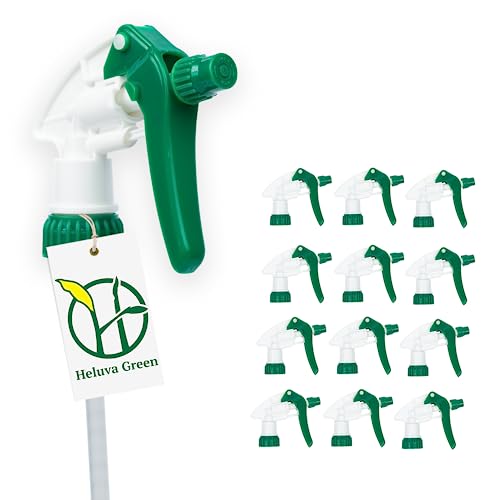 Heluva Green Spray Bottle Nozzle Replacement, Bottle Tops Only - Sprayer Nozzle Triggers for Heavy Duty, Commercial, Home Cleaning Solutions - Fits 8,16,24,32 oz Plastic & Glass Bottles, Green 13 pack - color: Green, size: 13 Pack