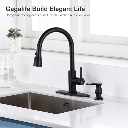 GAGALIFE Sink Soap Dispenser Matte Black, Built in Soap Dispenser with 17 OZ Bottle, Lotion Dispenser for Kitchen Sink, Refill from The Top - color: Matte Black, size: with Bottle