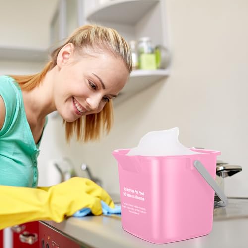 Roshtia 6 Pcs 3 Quart Cleaning Bucket Small Sanitizing Square Bucket Detergent Pail for Home Commercial Restaurant Kitchen Office School (Pink) - color: Pink
