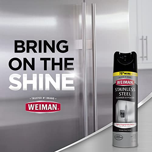 Weiman Stainless Steel Cleaner & Polish Streak-Free Shine - For Refrigerators, Oven, Dishwasher, Stove - 4 Pack Aerosol Spray with Microfiber Cloth Included - size: 34 Ounce (Pack of 2)