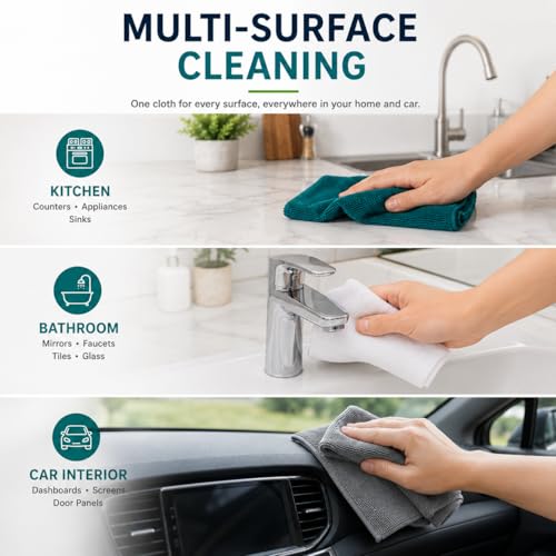 Microfiber Cleaning Cloths 15"x15" – Lint-Free Multi-Surface Household Cleaning Cloths, Highly Absorbent Reusable Microfiber Towels for Kitchen, Glass, Bathroom, Car & Home – 25 Pack - size: 25 Pack