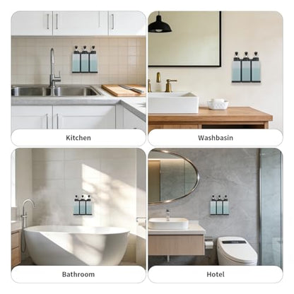 Shampoo and Conditioner Dispenser, Shower Soap Dispenser Wall Mounted 10fl oz/300ml *3 Chamber Shampoo Bottles Refillable with Black Pump for Bathroom Hotel, Grey - color: Grey 3 Chamber