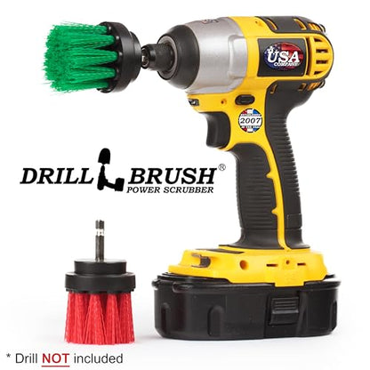 Kitchen Accessories - Round Brush - Kitchen Sink - Drill Brush - Medium Green and Stiff Red 2-inch Spin Brush Set - Grout Cleaner - Stove, Oven Rack, Tile - Bird Bath - Algae, Mold, Mildew, Moss - color: Green / Red