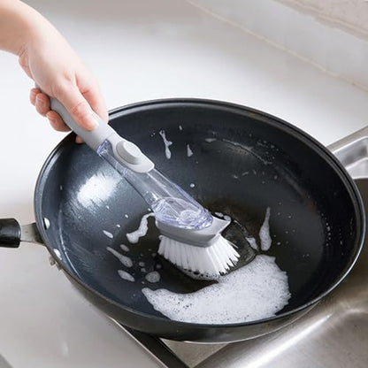 Soap Dispensing Dish Brush,Dish Brush with Soap Dispenser Storage Set Sponge with Soap Dispenser Handle Soap Dish Scrubber Brush for Home Kitchen