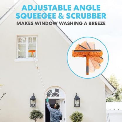 Simpli-Magic 20 Foot High Ceiling Duster Kit with 5-12ft Heavy Duty Extension Pole,High Reach Duster for Cleaning,Microfiber Feather Duster,Cobweb & Ceiling Fan Duster,Window Squeegee & Cleaner,Orange - color: Orange