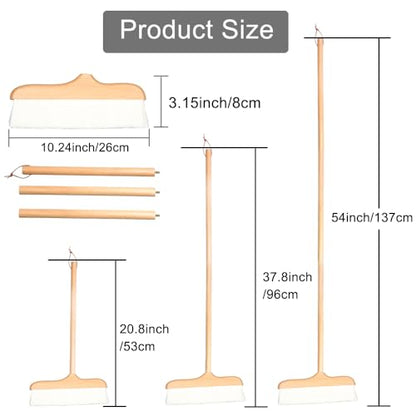 Gloffer Indoor Wood Wool Broom,Ultra Soft Bristles Broom with Long Handle,Sweeping Kitchen Brooms for Home Cleaning,Floor,Office