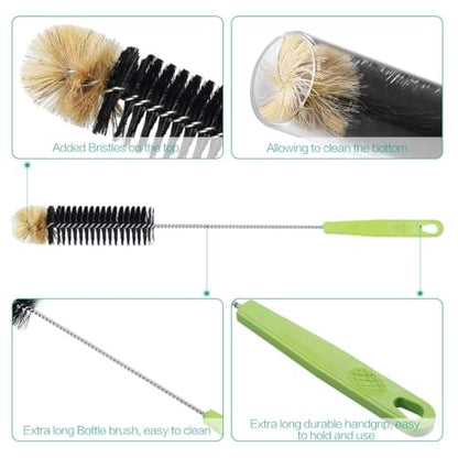 Long Bottle Cleaning Brush，Household Kitchen Cleaning Brush Set for Washing Narrow Neck Beer Bottles, Wine Decanters, Vases, Pipes，and Sports Water Bottles，2 Pack