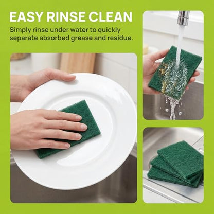 Scrubbing Pads, 6-Pack Green Kitchen Cleaning Scourer – Heavy Duty Scrubber for Pots, Stovetops, Range Hoods, Easy Rinse, Degreasing & Descaling by Ha-Fish&Flame-Gua